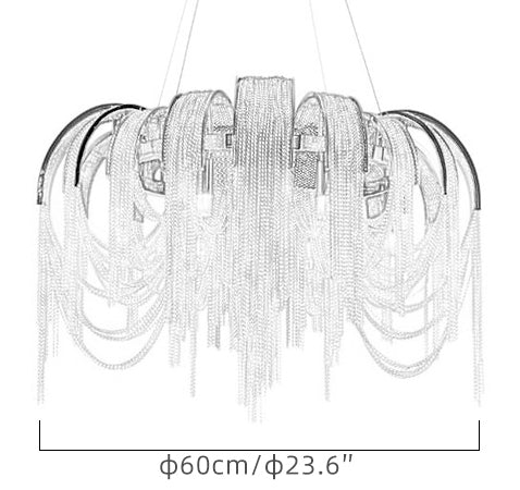 Chrome Aluminum Chain Tassel Chandelier