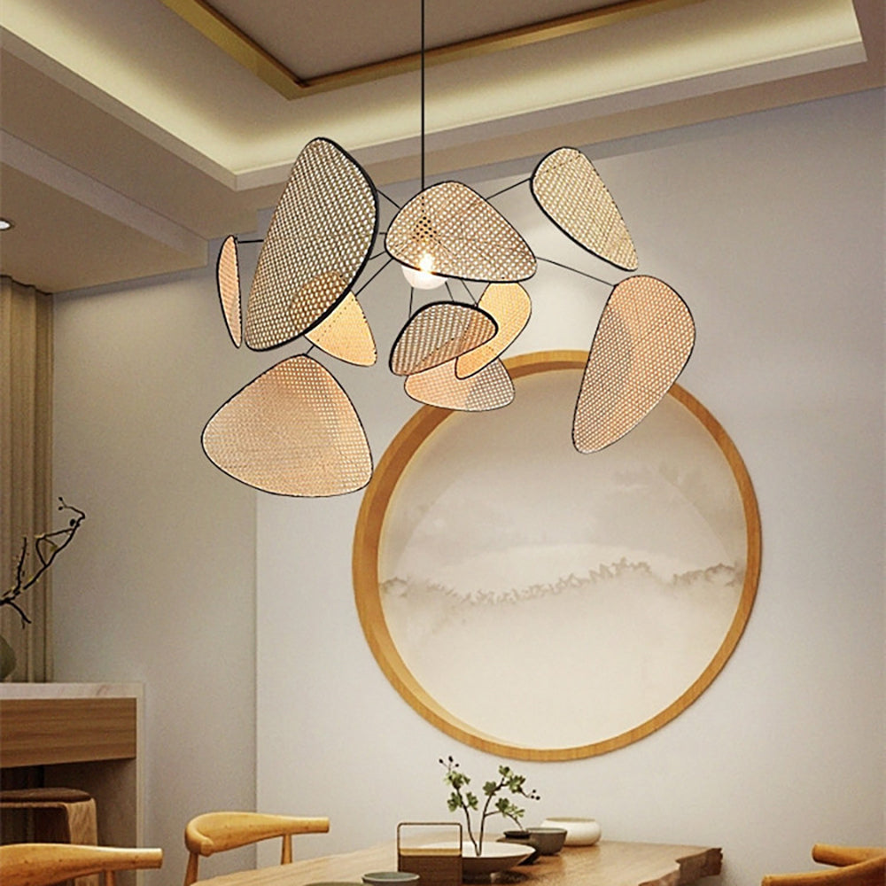 Natural rattan pendant light styling detail