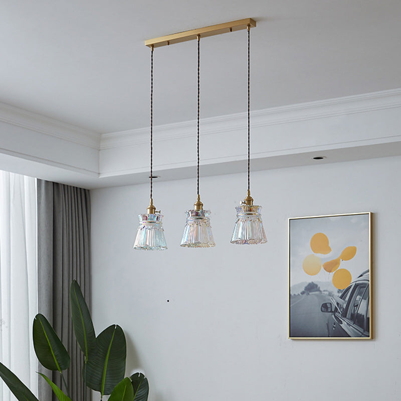 Drielichts lineaire hanglamp met gedempt kamerzicht