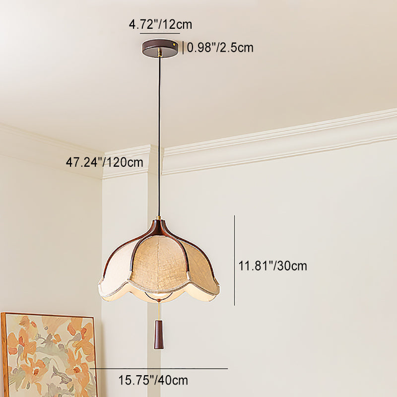 Schéma dimensionnel du petit luminaire suspendu en tissu