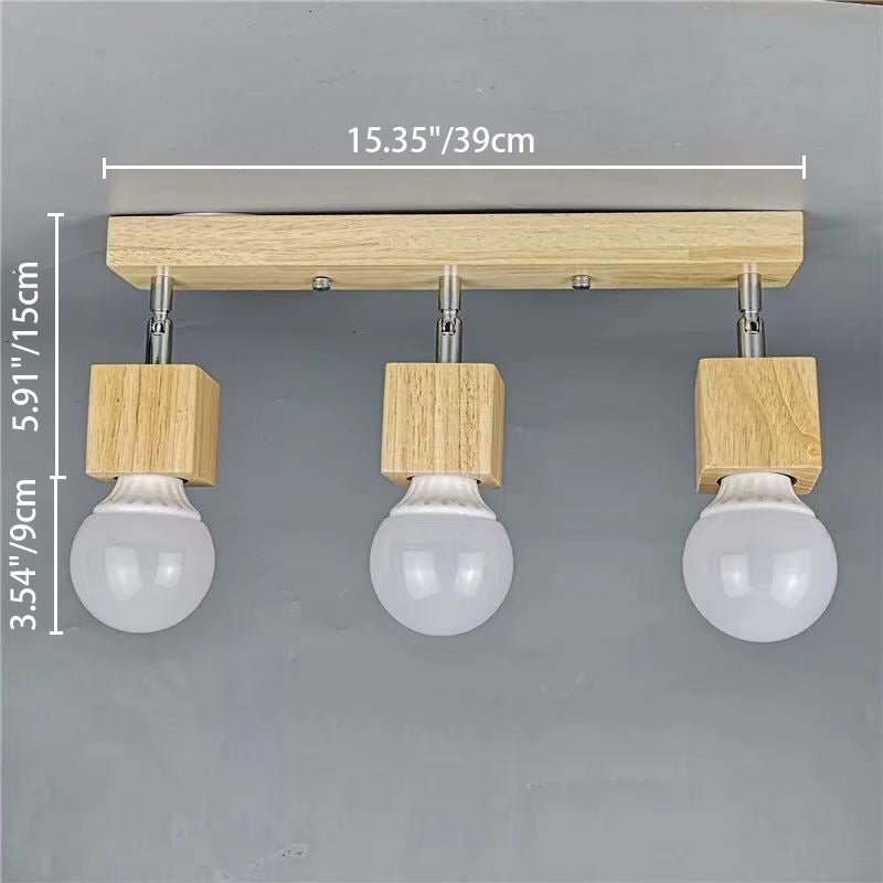Afmetingen van de versie met drie lampen: breedte 15,35 inch en hoogte 9,45 inch.