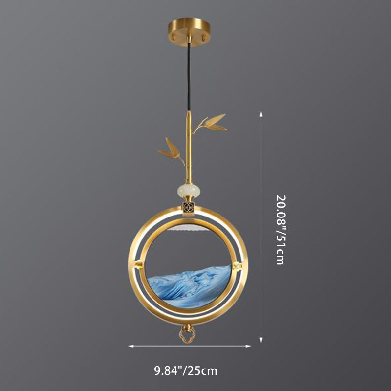 Schema dimensionale della lampada a sospensione a LED in vetro e rame
