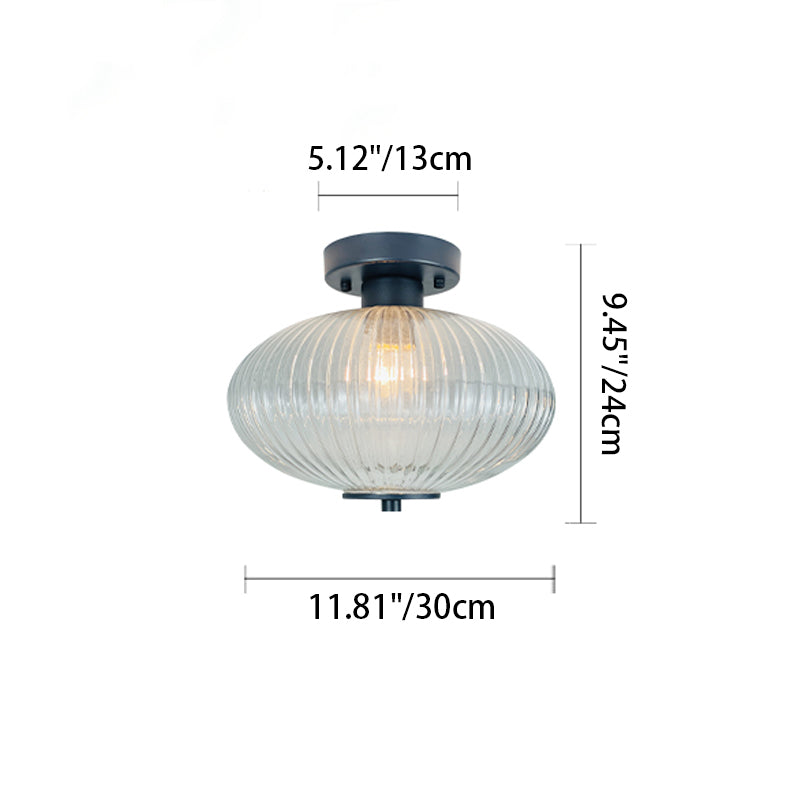 Afmetingsdiagram met de breedte en hoogte van de plafondlamp