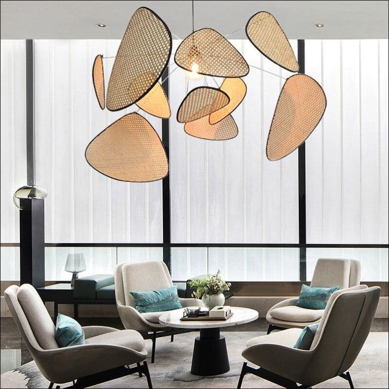 Rattan pendant light from below
