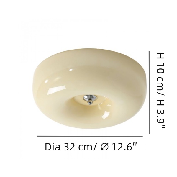 Maatdiagram voor een Art Deco Cream Pudding plafondlamp
