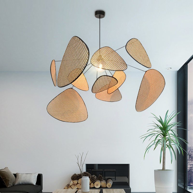 Rattan pendant sculptural frame detail