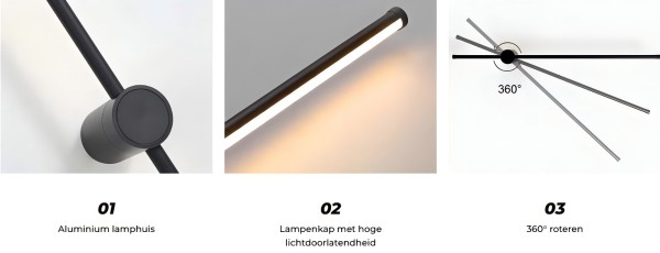 Gros plan sur les détails du produit et l'articulation réglable de l'applique murale linéaire à LED