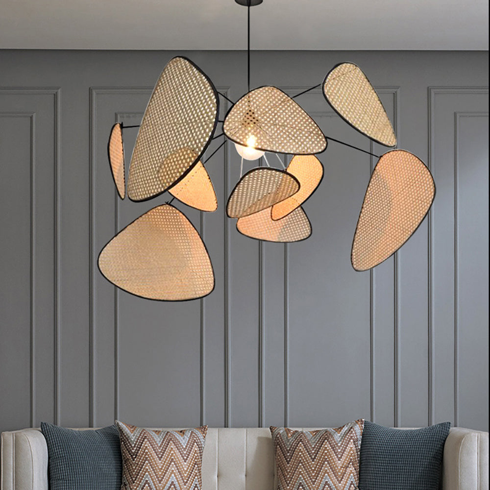 Pendant lamp woven screen panel detail