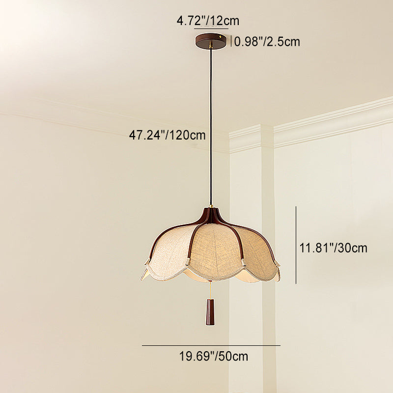 Schéma dimensionnel du grand luminaire suspendu en tissu