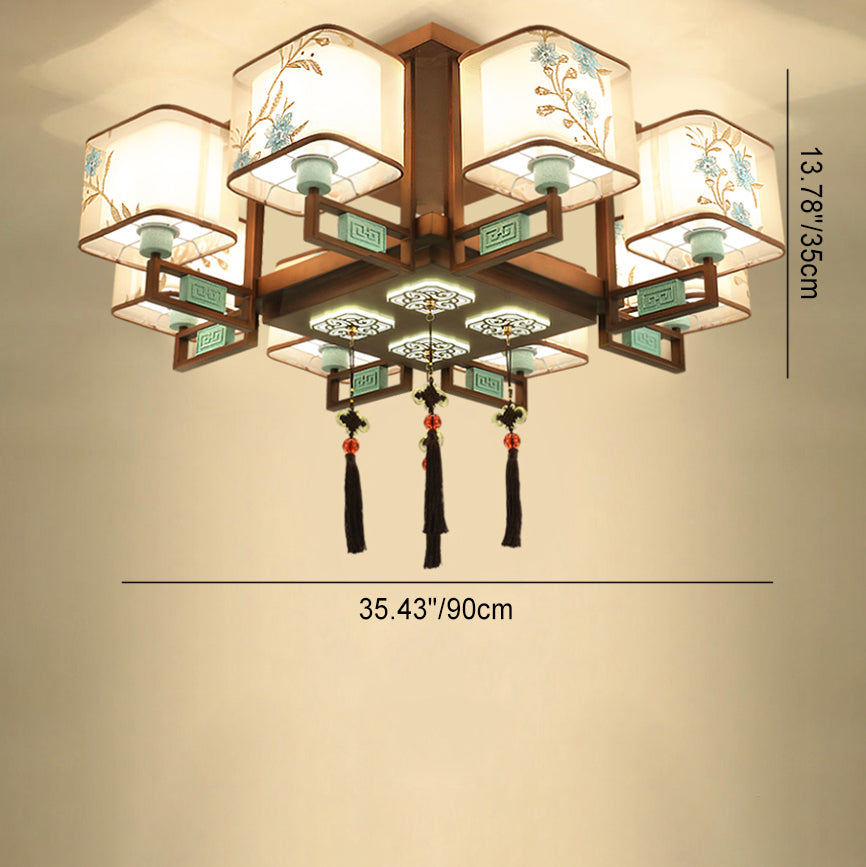 Afmetingsschema voor de grootste kroonluchterconfiguratie met meerdere lampen