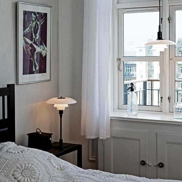 Modern opal glass table lamp in a room scene