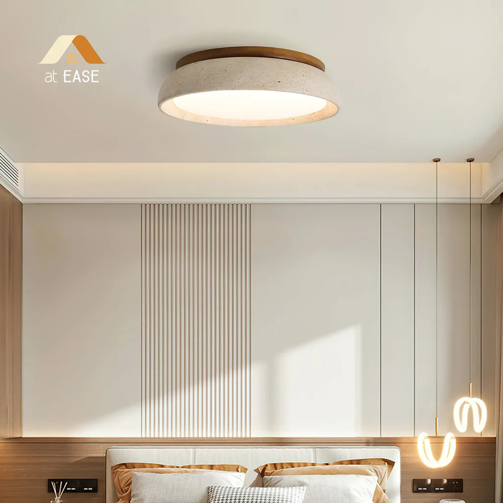 Veliana Wabi-Sabi Round Travertine Ceiling Light scene7.webp__PID:753021fe-1916-4828-b8d6-03038f294f02