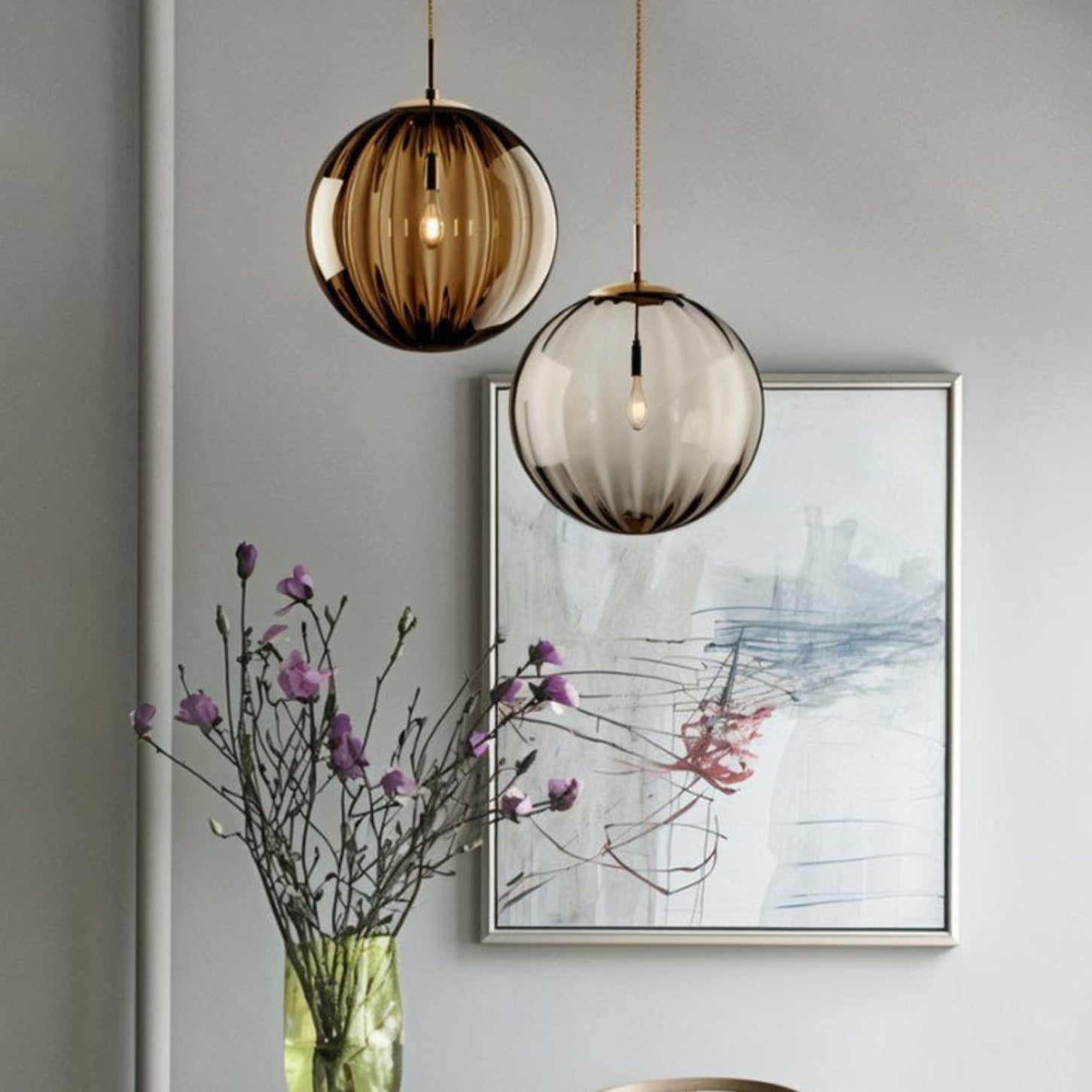 Octavia Gemstone Tones Glass Pleated Pendant Light scene3.webp__PID:edac3677-7927-4953-af7e-7a352d866bef