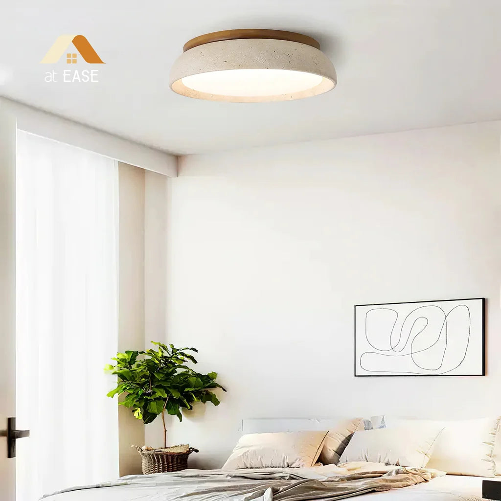 Veliana Wabi-Sabi Round Travertine Ceiling Light scene8.webp__PID:3021fe19-1698-48f8-9603-038f294f0261
