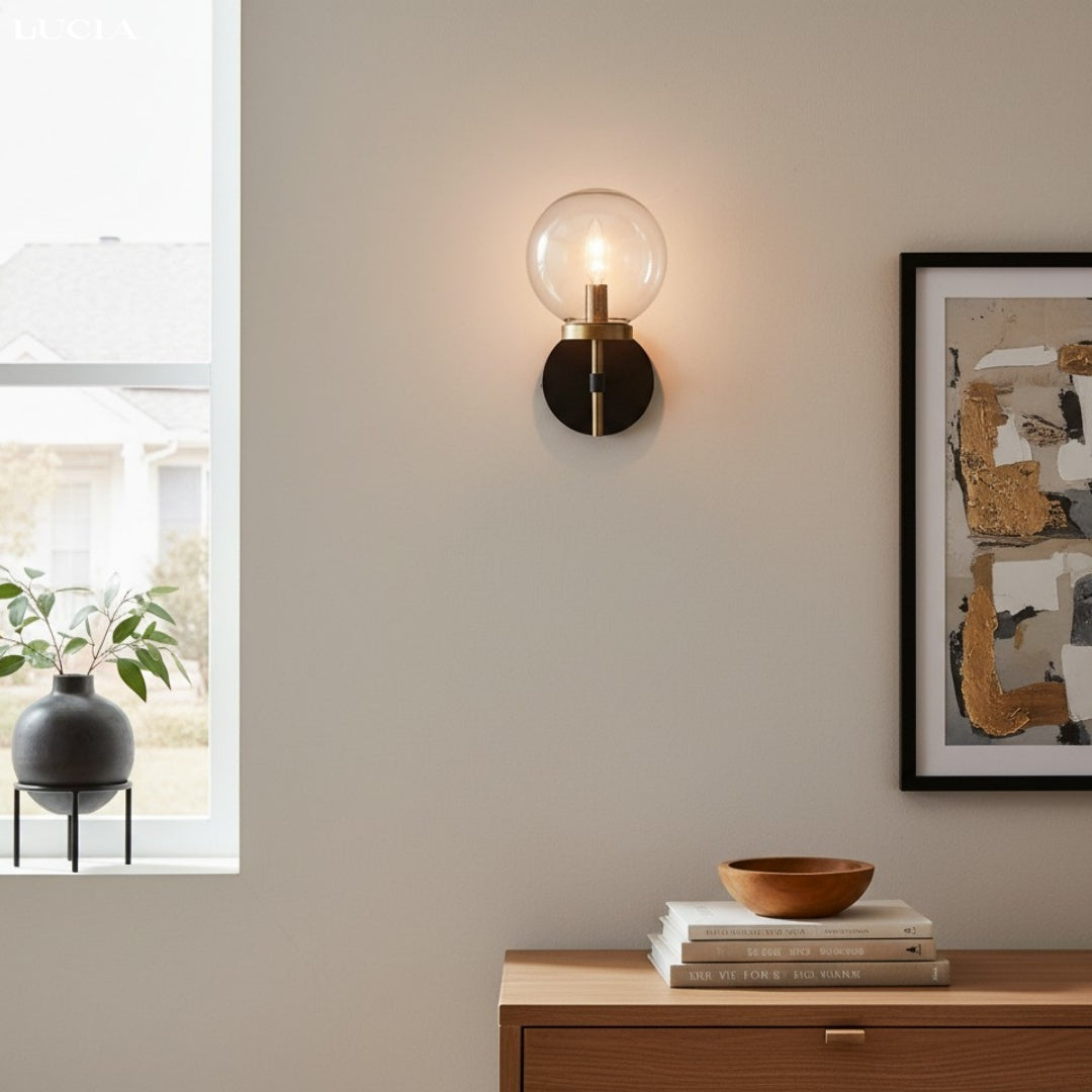 Artemis Moderne Industriële Bolvormige Wandlamp van Helder Glas (6).jpg__PID:c0611e08-492d-462b-a251-f22b33f32d49