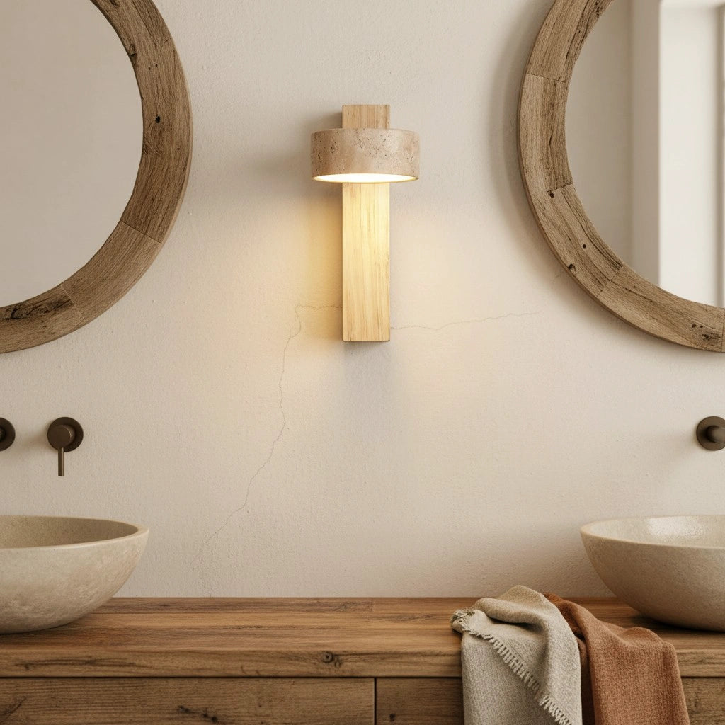 Applique murale LED en travertin naturel Shawna Wabi Sabi7.webp__PID:25051a7e-fc21-4711-ab13-e0d095196e8f