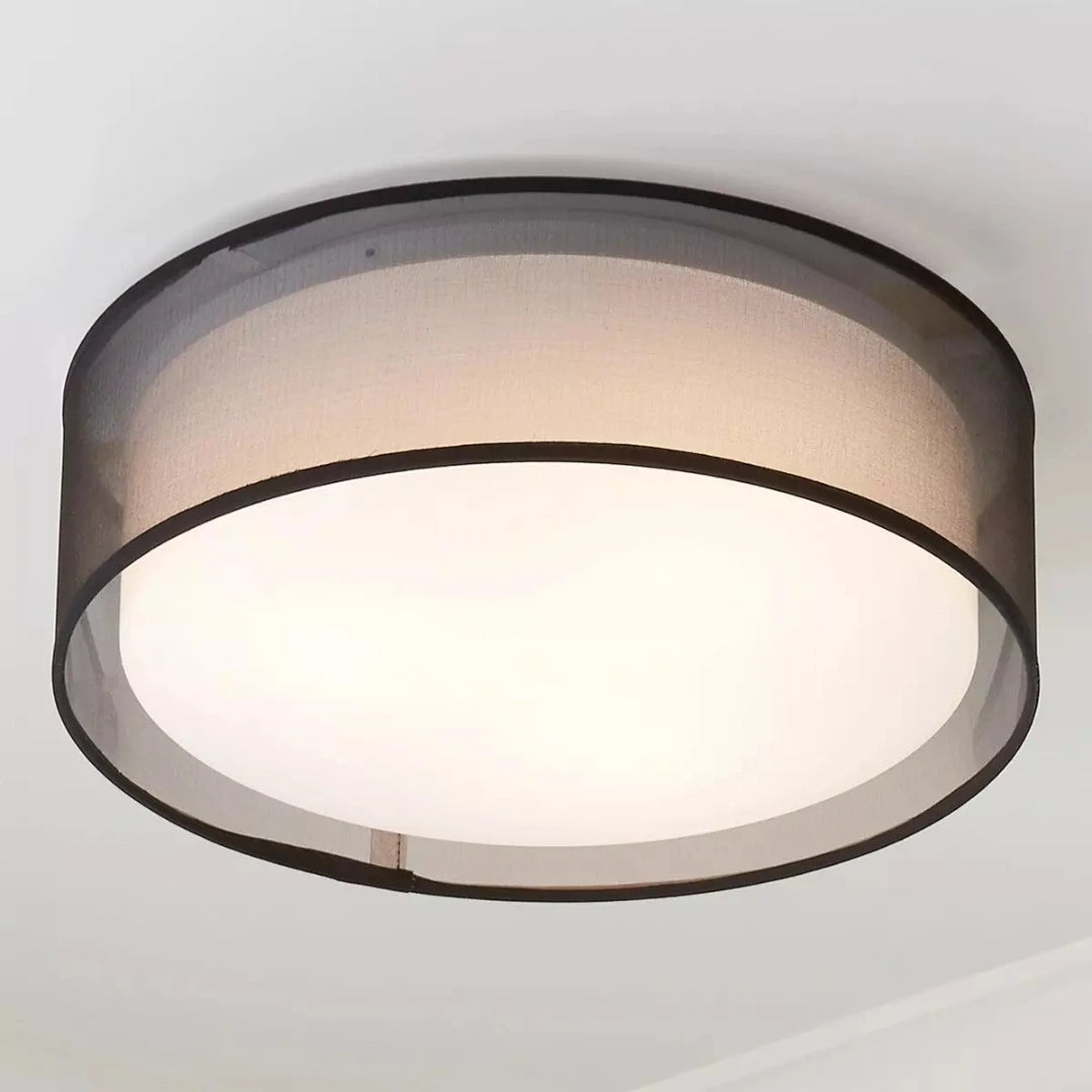 Shelby Modern Slim Shade LED-plafondlamp voor inbouw, zwart organza