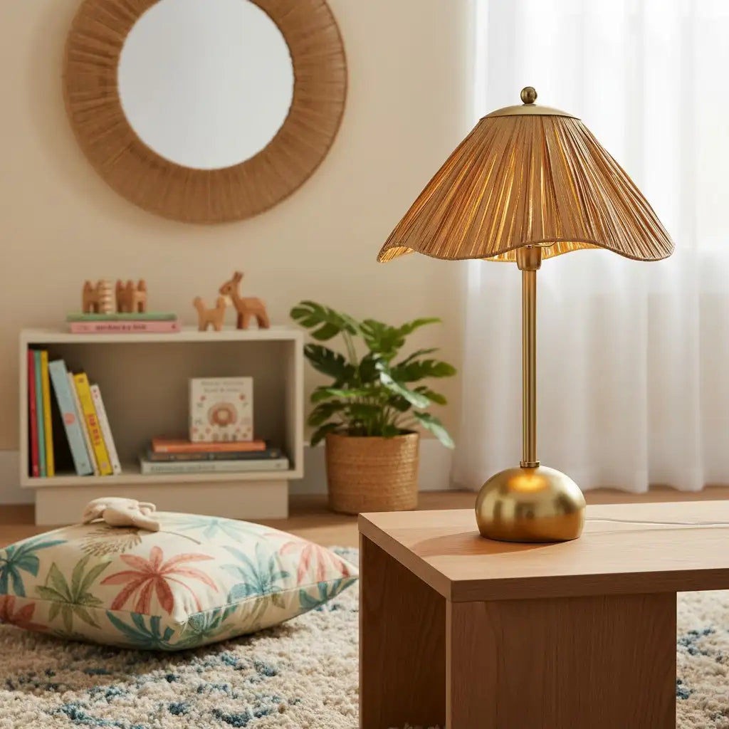 Ivyre moderne geschulpte metalen tafellamp van raffia18.webp__PID:3b960625-3103-44b7-b394-5805215ee5be