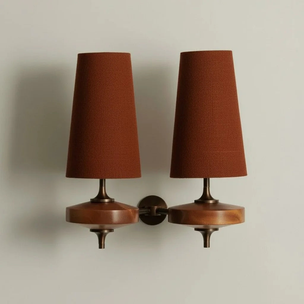 Kaelen Vintage stoffen wandkandelaar met taps toelopend accent 2 hoofden rood sku.webp__PID:fe92a654-1387-45f5-85b2-7c059c848ba5