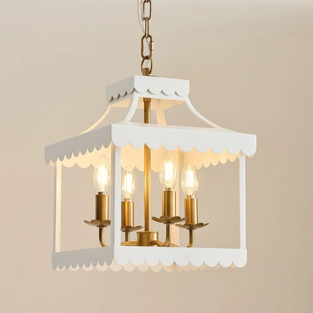 Theresa vintage metalen kroonluchter met geschulpte lantaarn