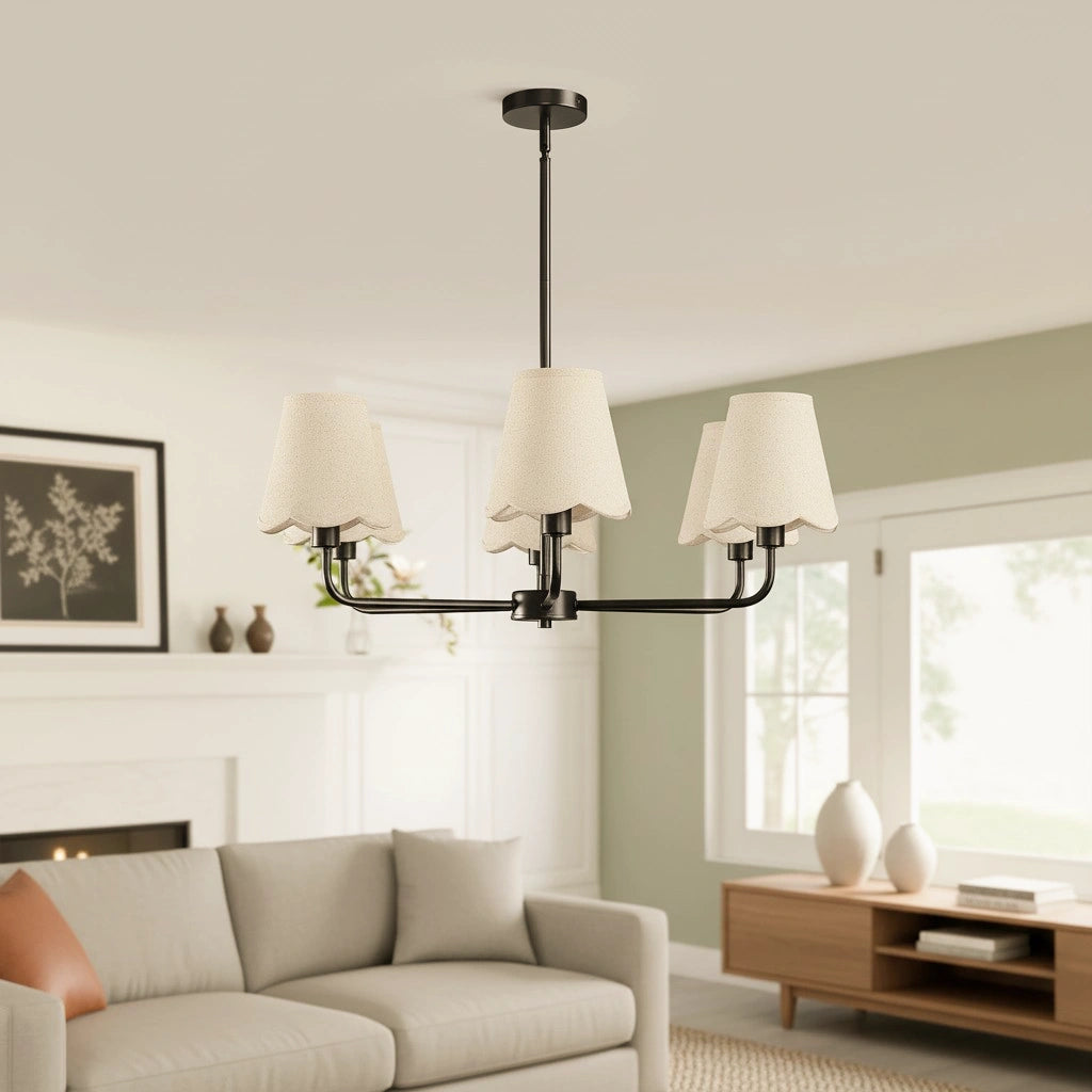 Lámpara de araña moderna con pantalla de tela de varios brazos Mira3.webp__PID:403d626e-a636-4c93-8363-490e5e3c708e