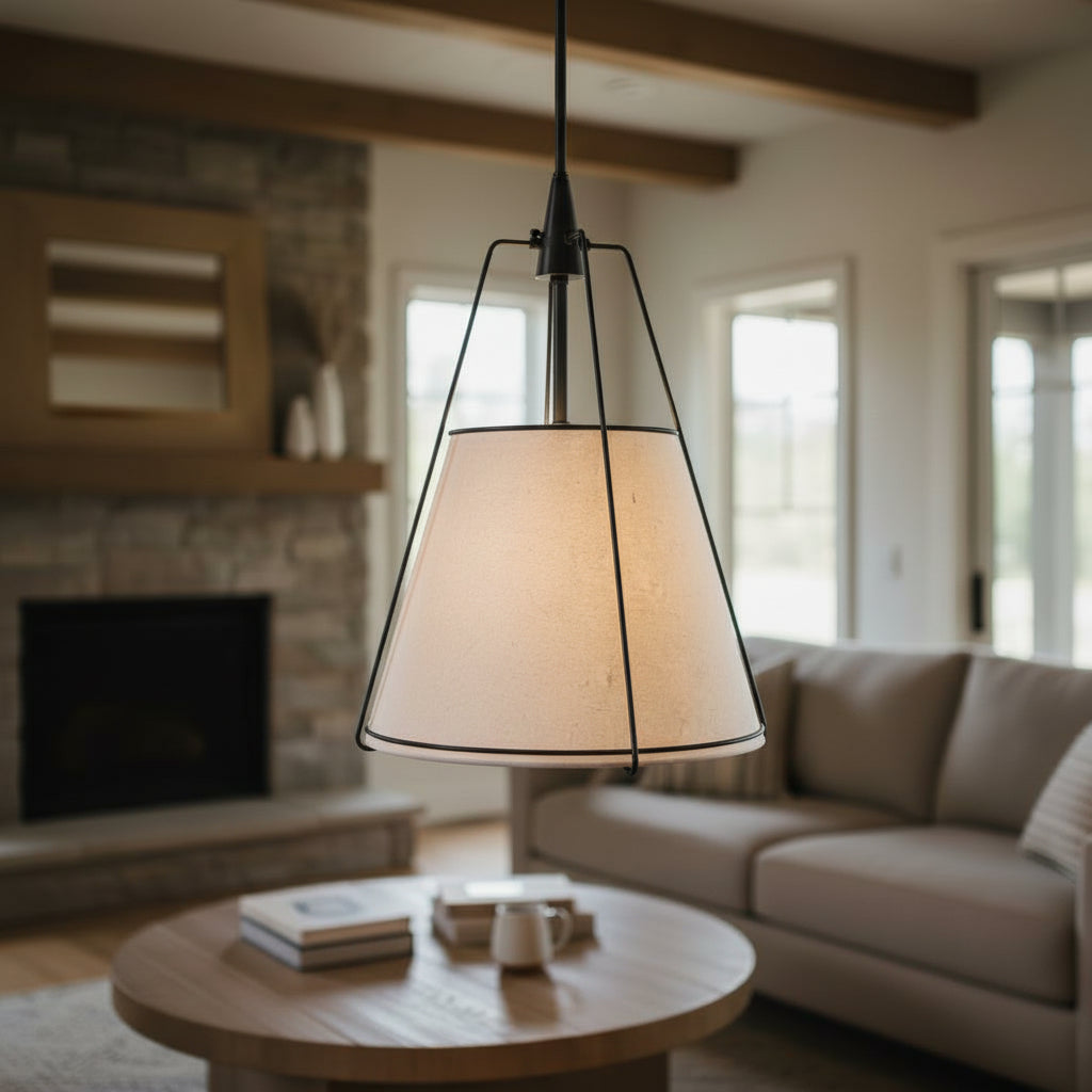 Shimmer minimalistische conische linnen metalen hanglamp-10.jpg__PID:78b1932e-6c51-4bfd-b38a-c12fc68c15fe