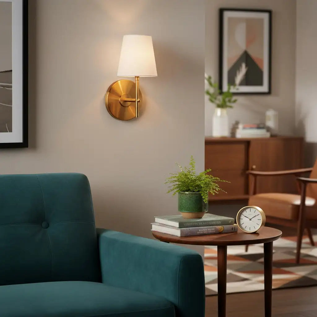 Kaelis Mid-Century stoffen messing wandkandelaar17.webp__PID:6d21d00b-a2cc-4b7d-960e-75da553473b0