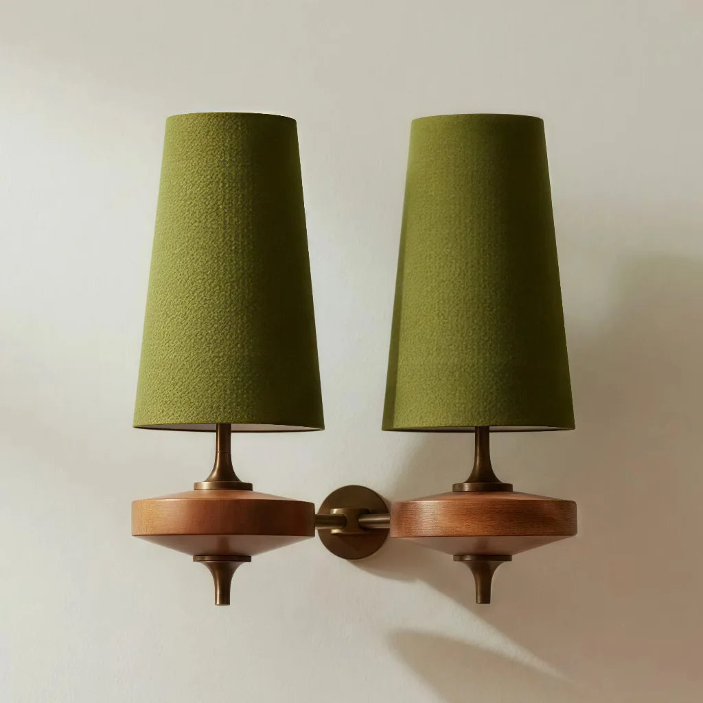 Kaelen Vintage stoffen wandkandelaar met taps toelopend accent, 2 hoofden groen sku.webp__PID:92a65413-87c5-4505-b27c-059c848ba541