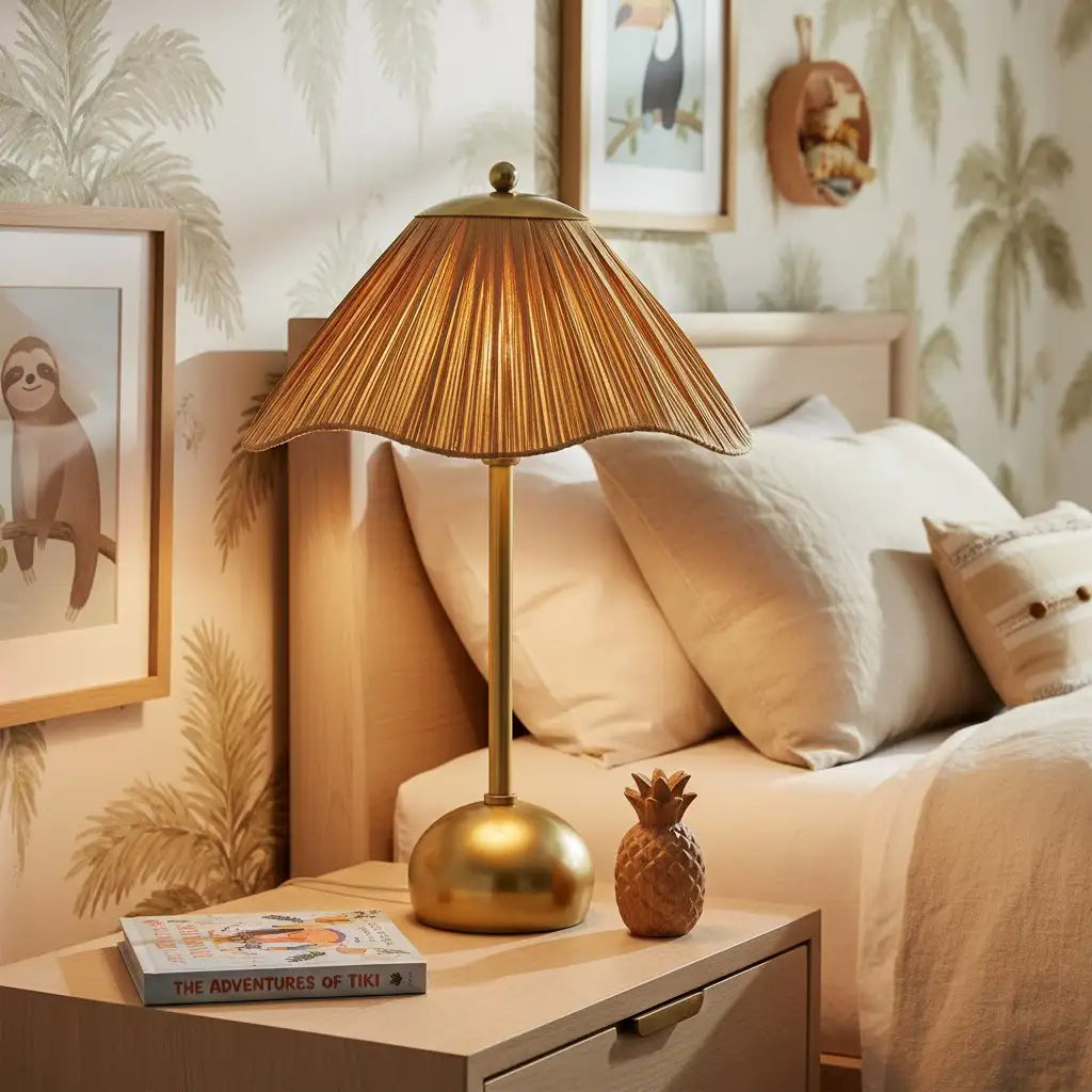 Ivyre moderne geschulpte metalen tafellamp van raffia14.webp__PID:5f5e931c-3b96-4625-b103-24b733945805