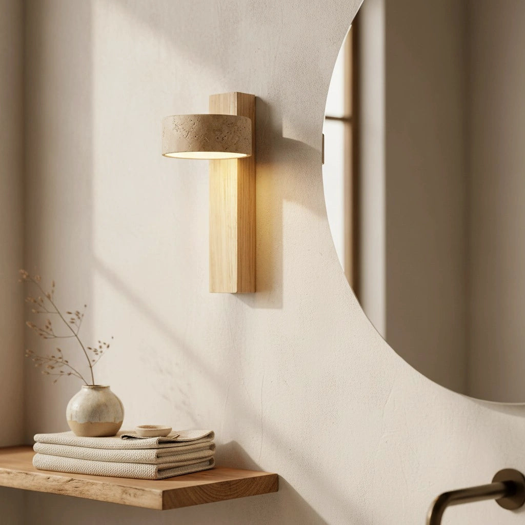 Applique murale LED en travertin naturel Shawna Wabi Sabi5.webp__PID:051a7efc-2167-41eb-93e0-d095196e8f83
