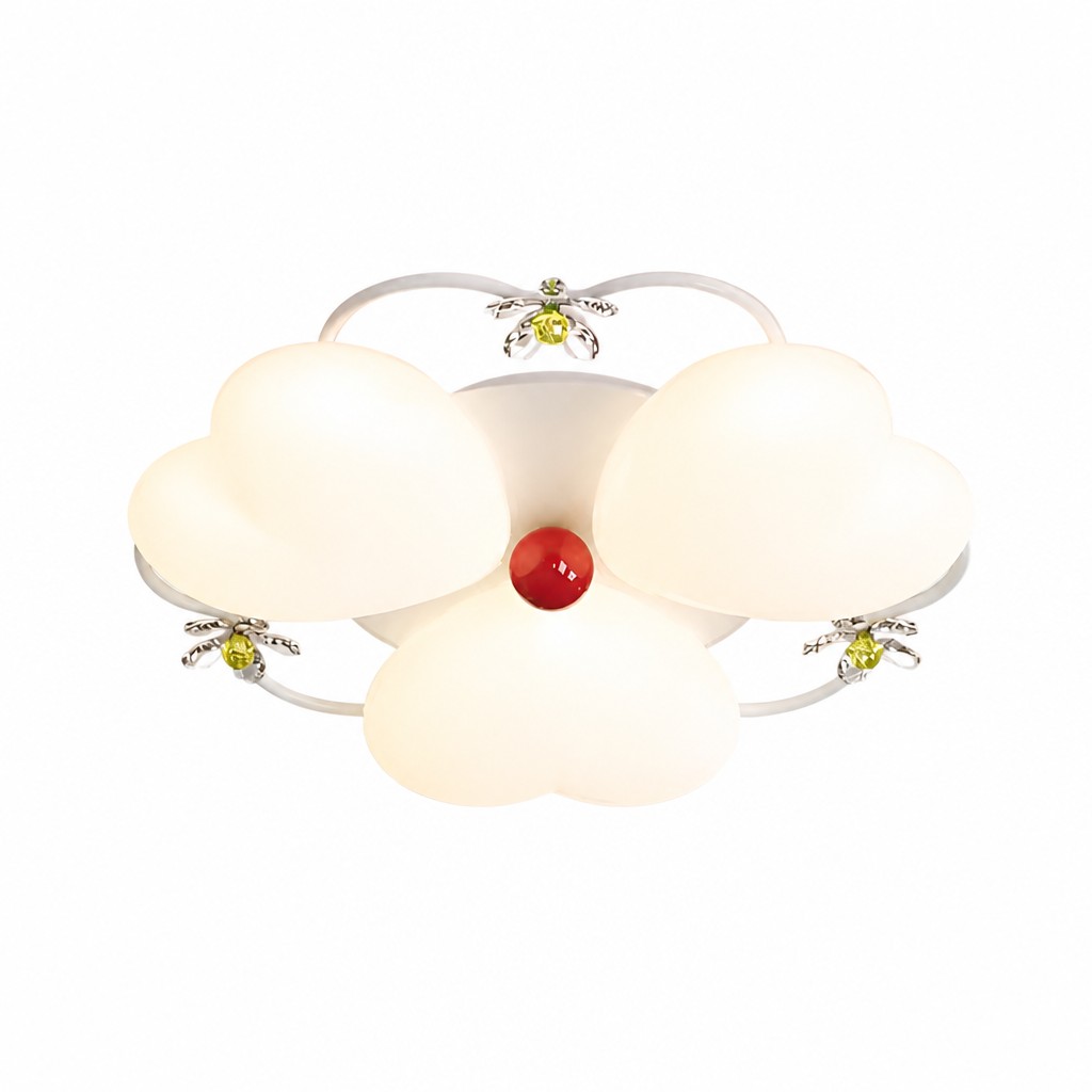 Plafoniera nordica a 3 luci con motivo floreale bianco
