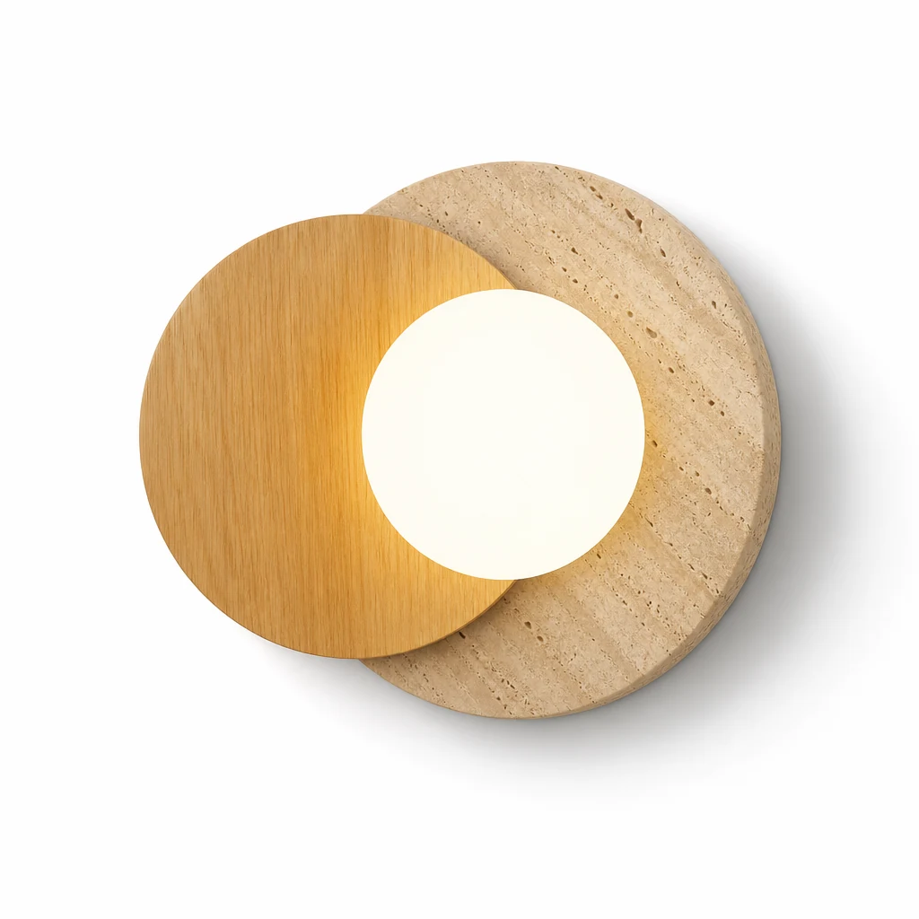 Applique murale en travertin naturel, lumière chaude 3000K