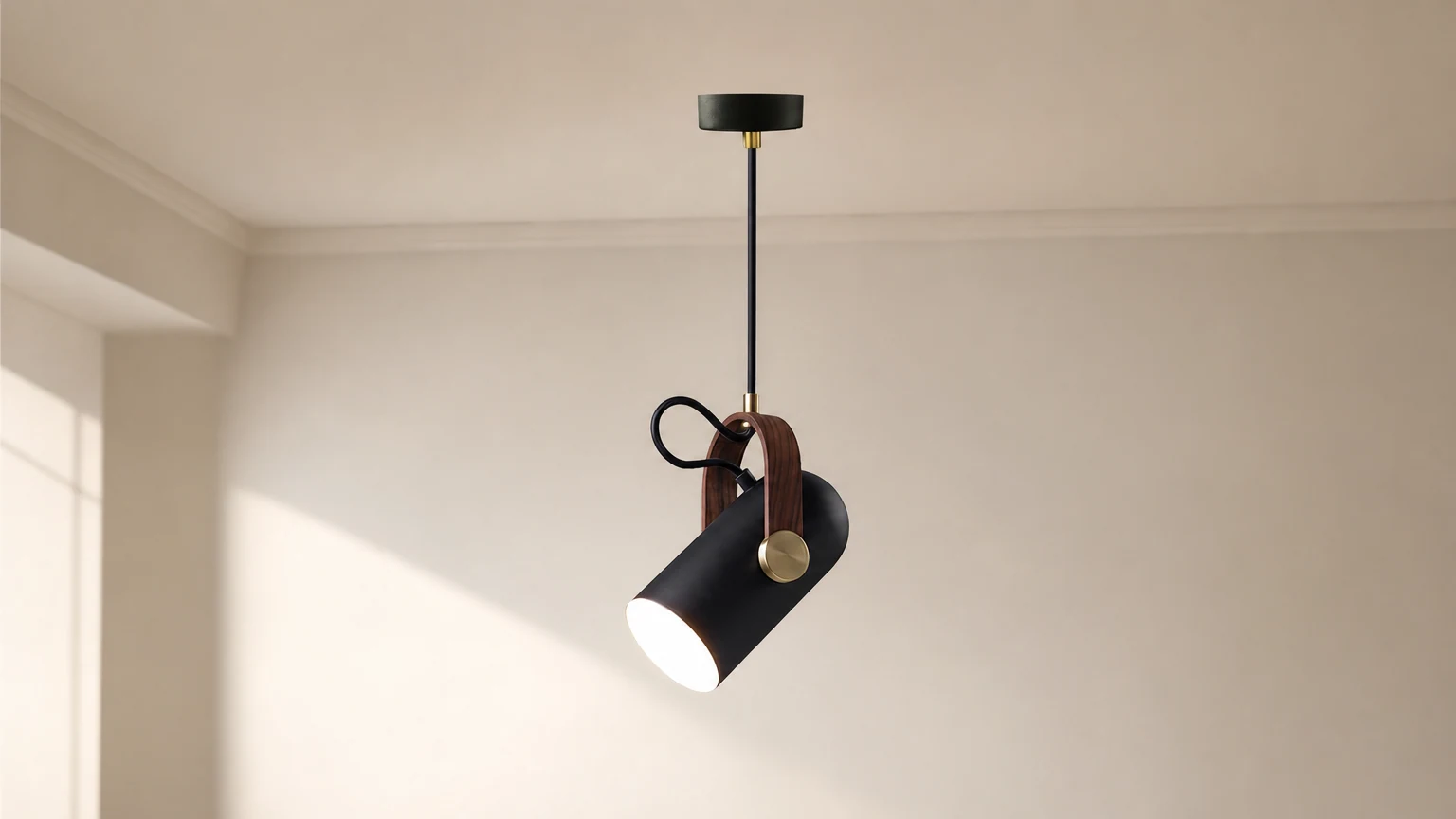 De Carronade hanglamp, getoond in een plafondopstelling binnenshuis.