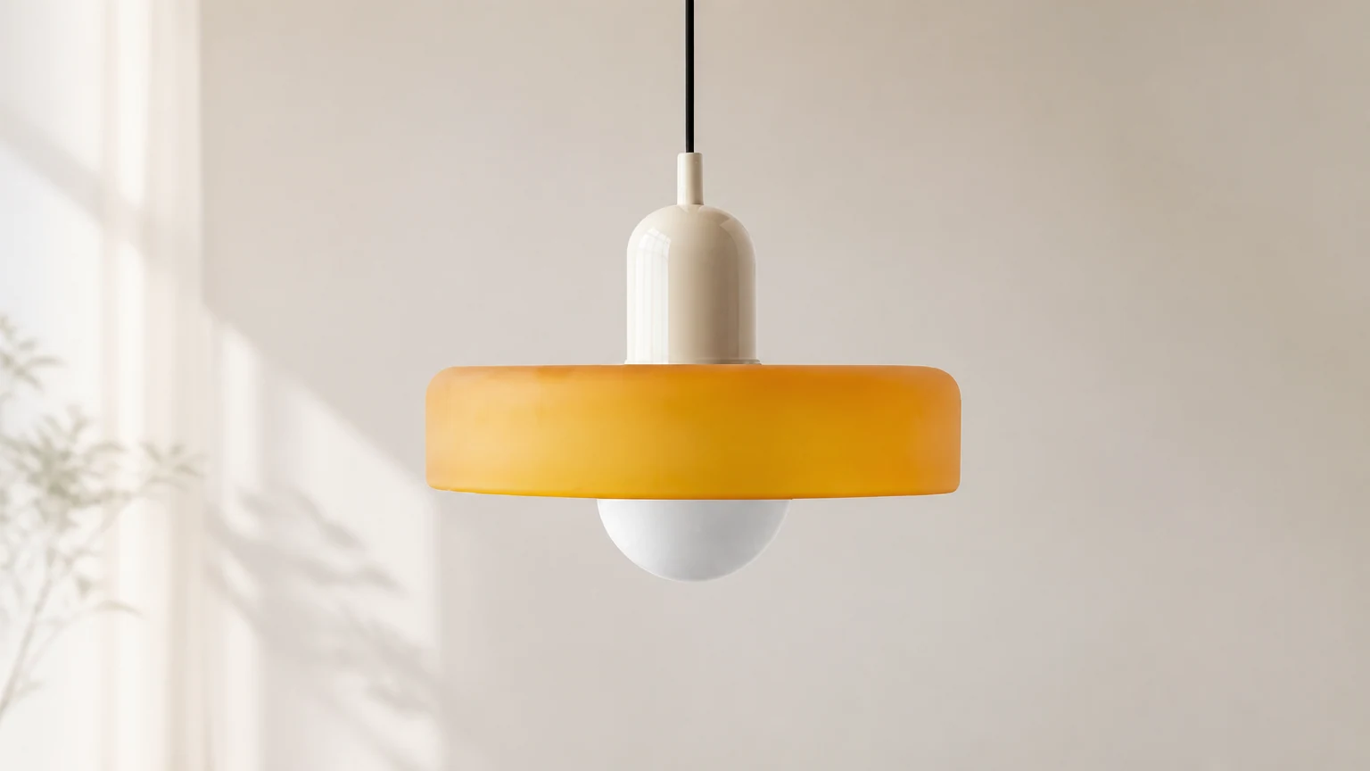 Morandi Disc Orb glazen hanglamp in een modern interieur