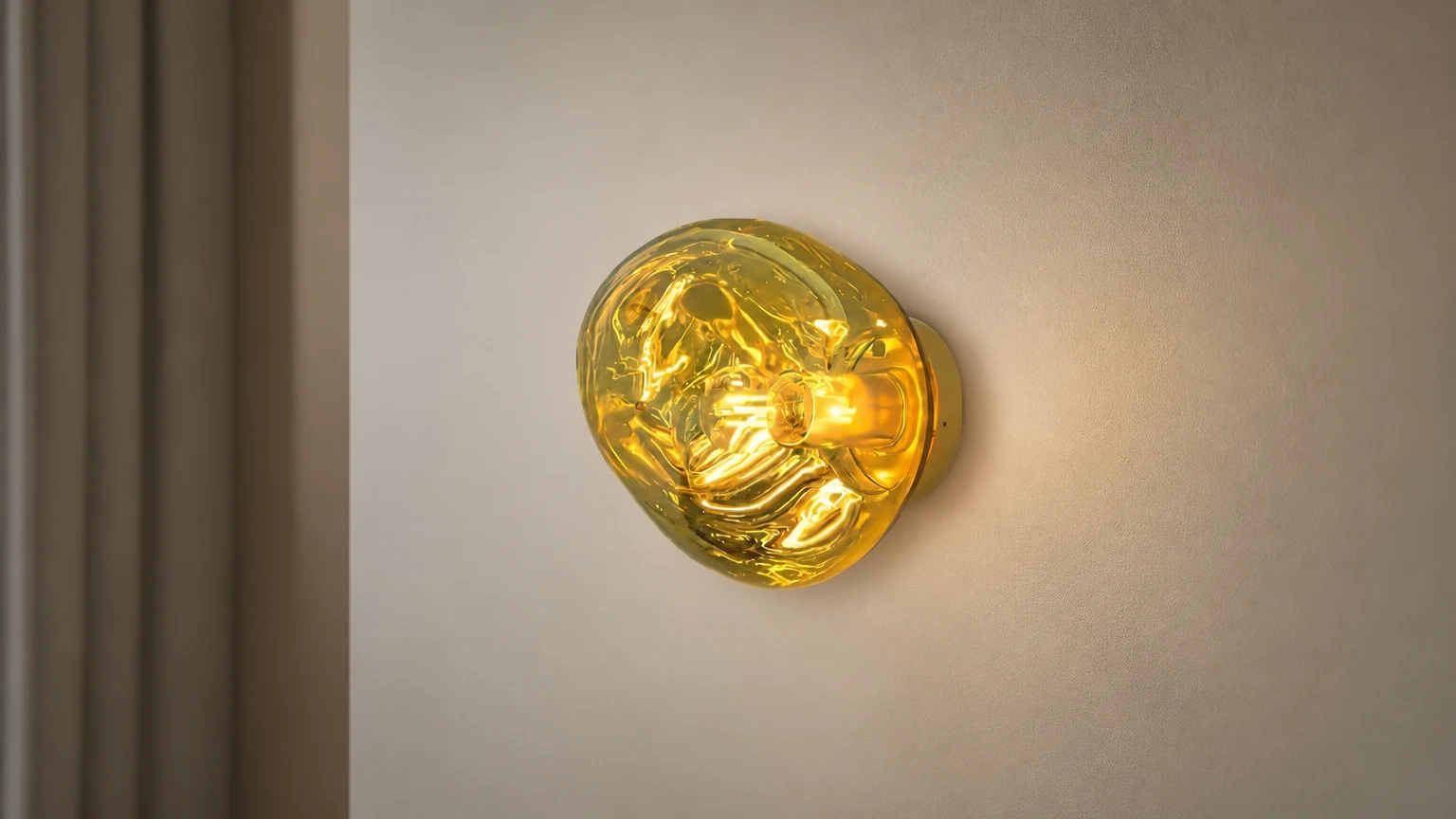 Modern vormgegeven, onregelmatige lavawandlamp in een interieur.