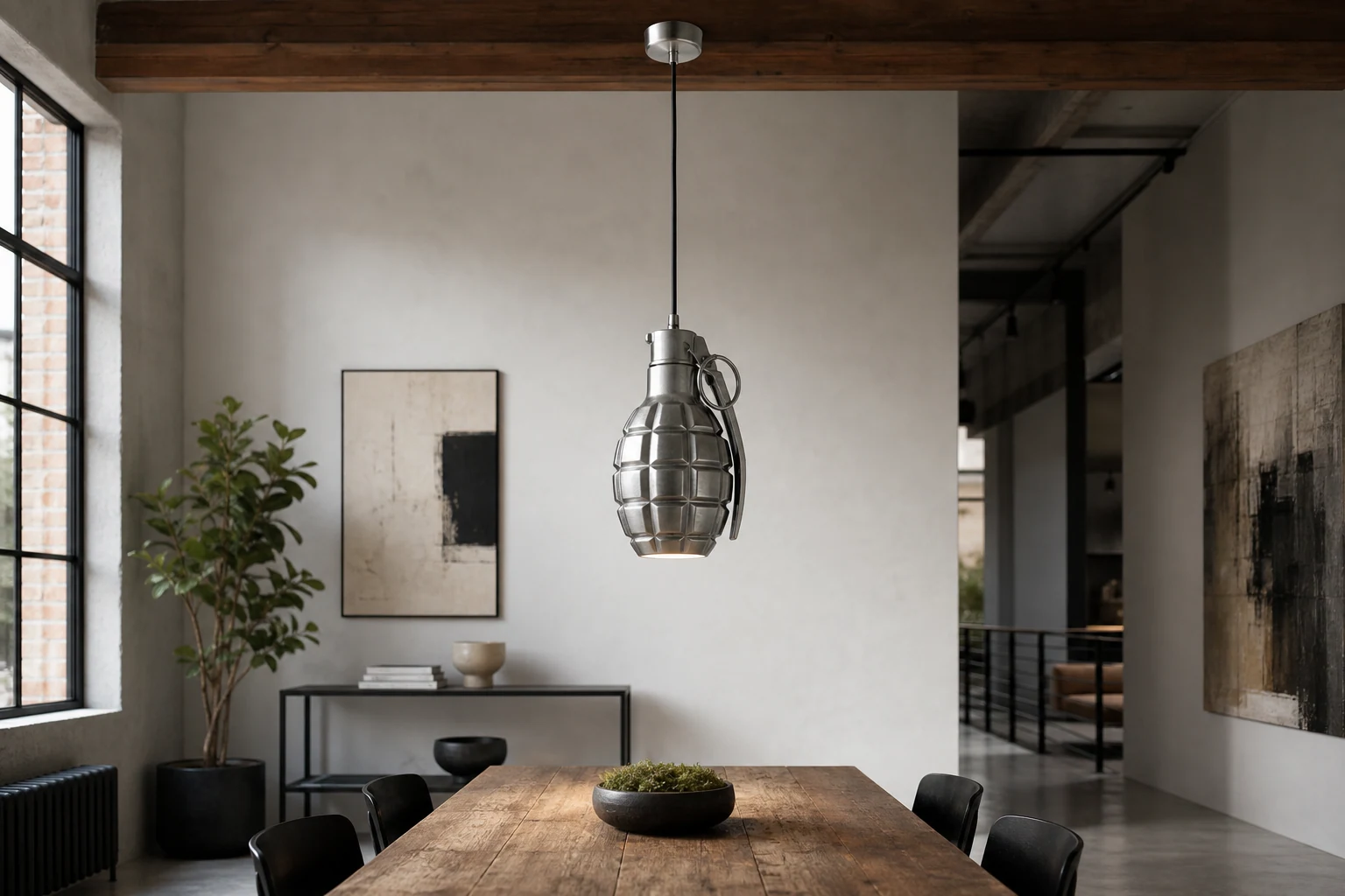 Lampada a sospensione in un ambiente living.