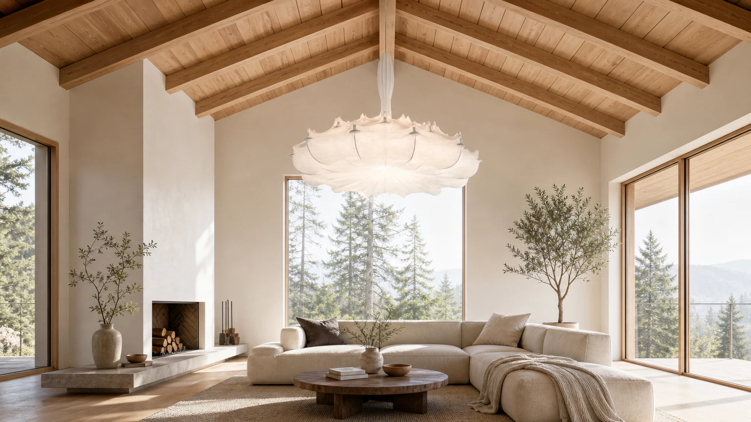 Lampadario a LED Nordic Cocoon in seta per interni luminosi