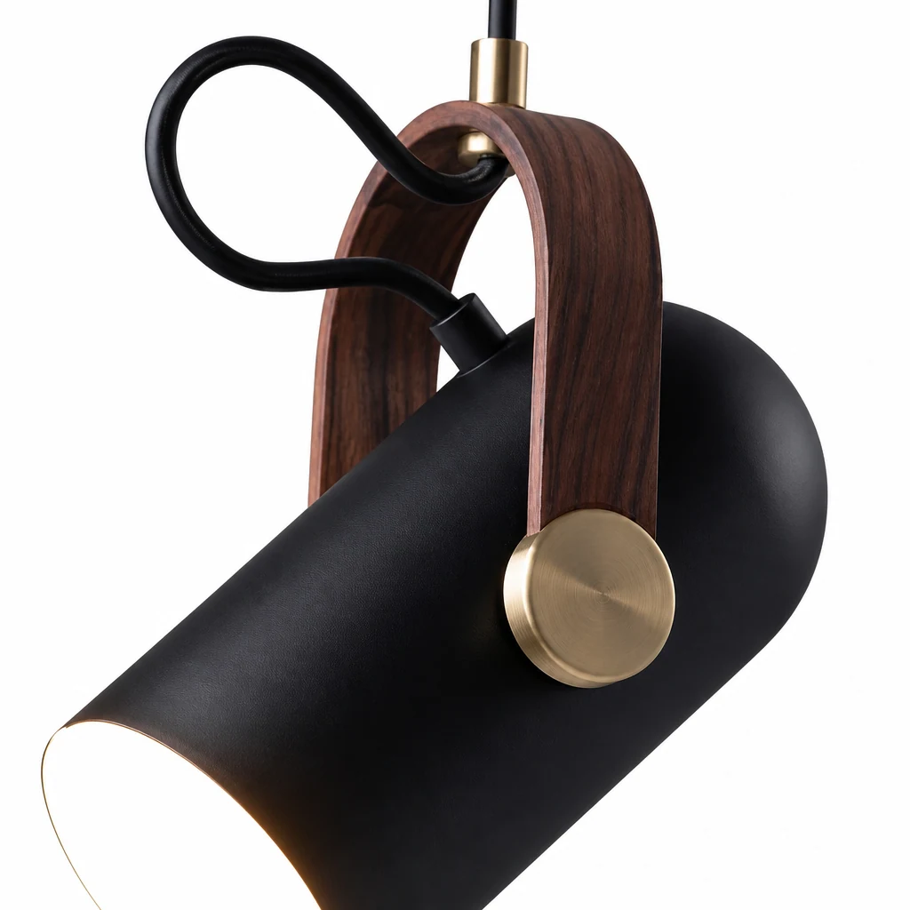 Detailopname van de afwerking en constructie van de Carronade hanglamp.