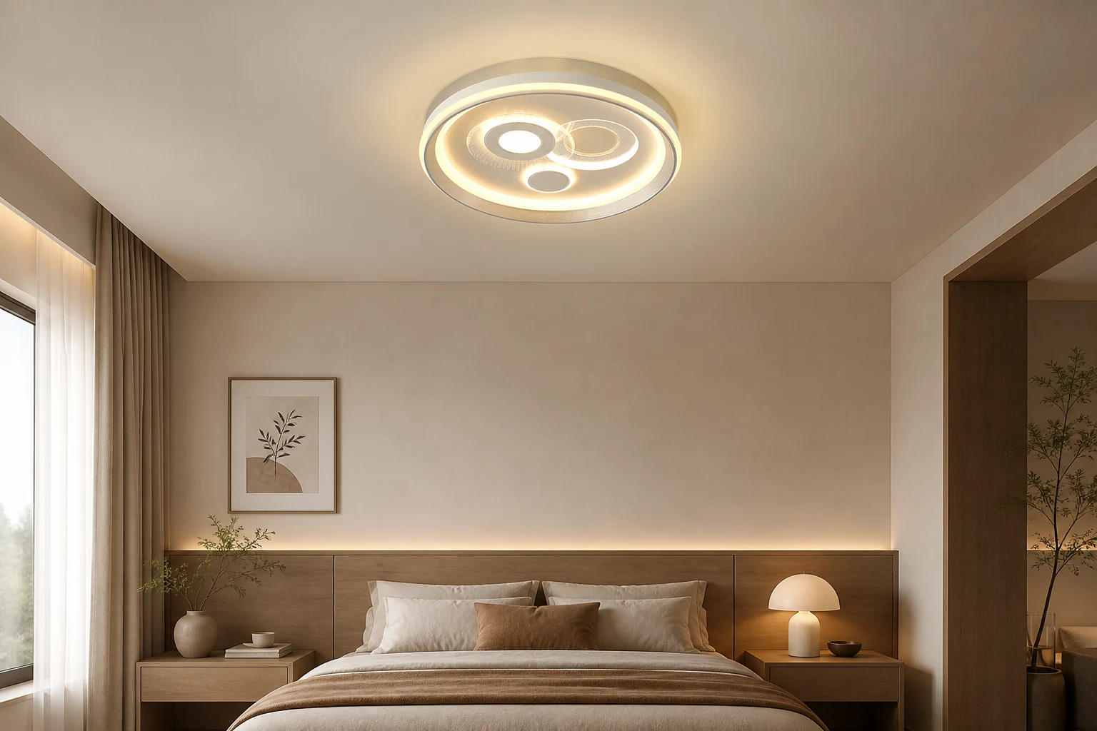 Scena di vita quotidiana che mostra la plafoniera a LED a incasso completa in funzione.