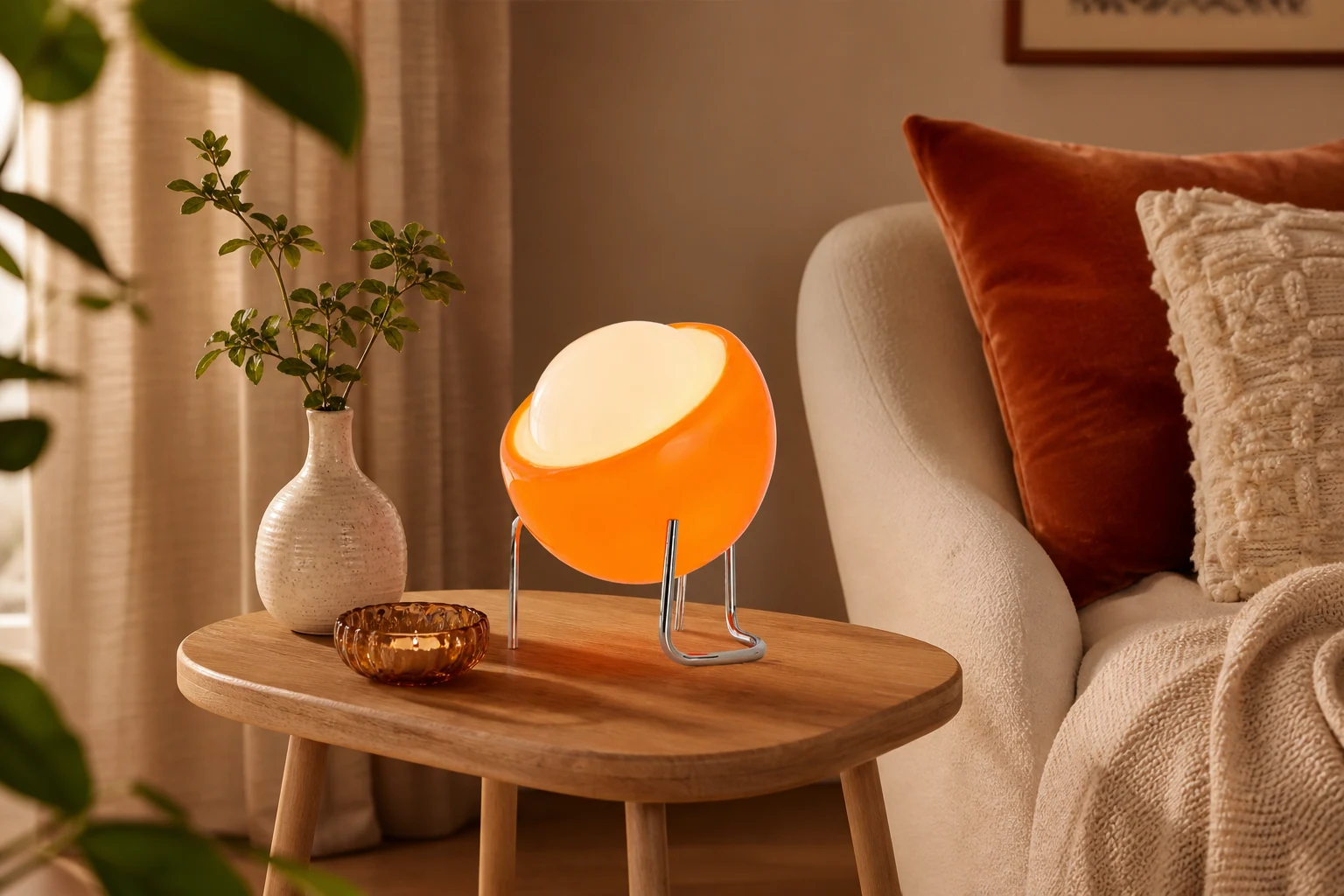 Kreative Bauhaus-Eier-Tischleuchte in einer Lifestyle-Szene