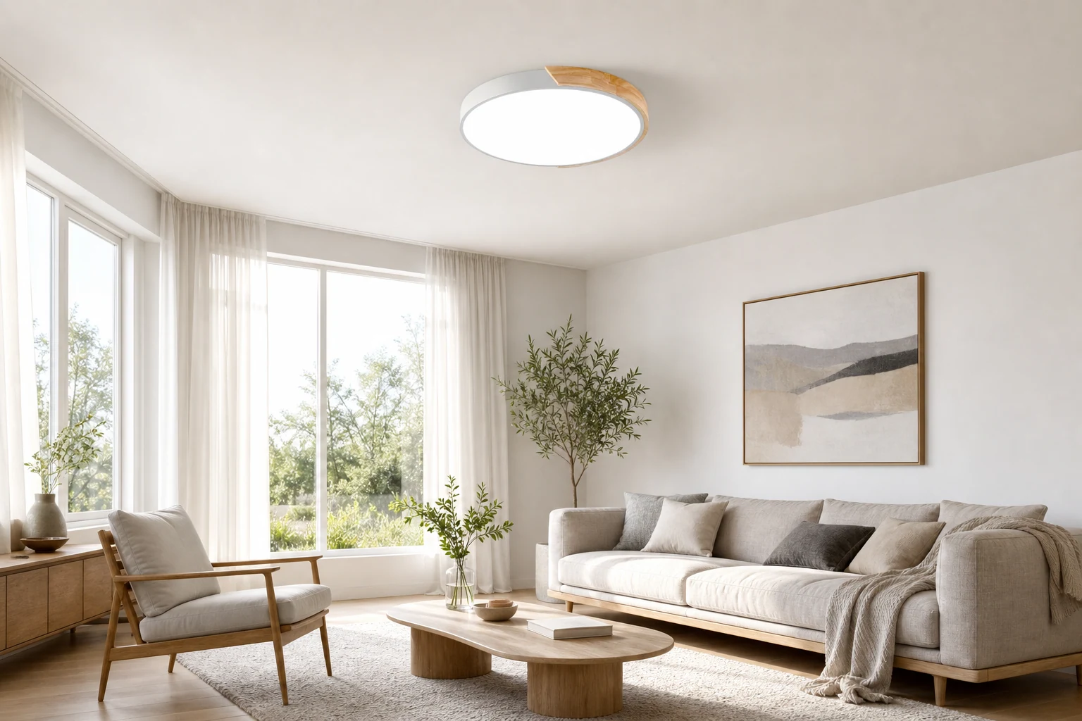 Scena d'arredo in stile lifestyle con la plafoniera a incasso Scandinavian Macaron.